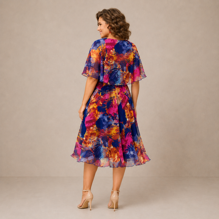 Hilde | Sierlijke Bloemen Midi-jurk