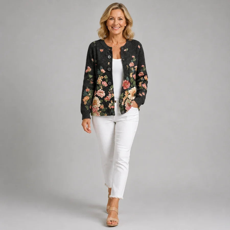 Dora | Bloemrijk Vest met Knoopsluiting