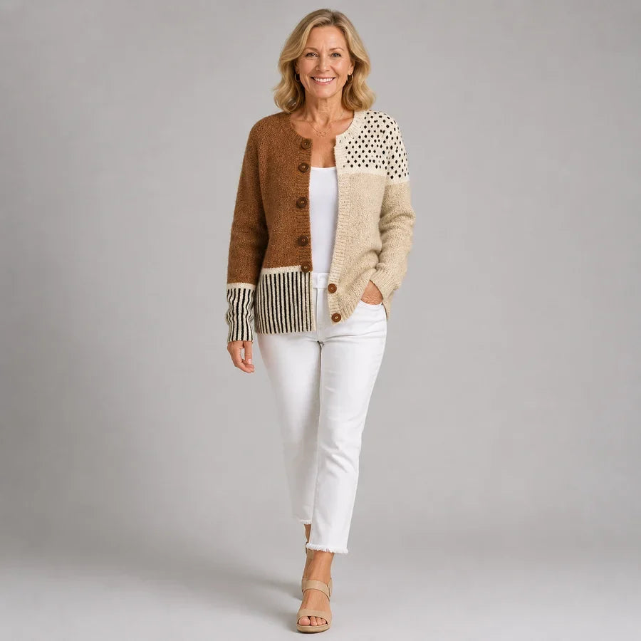 Marianne | Warm Vest met Kleurvlakken