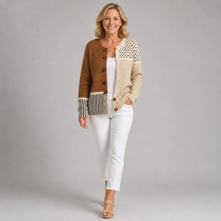 Marianne | Warm Vest met Kleurvlakken
