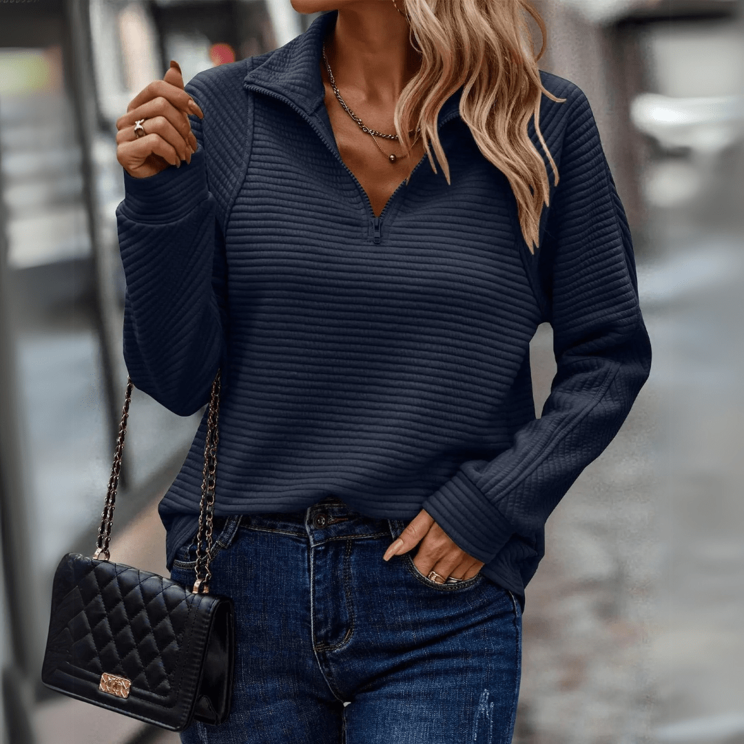 Hiske | Verfijnde Half-Zip Trui