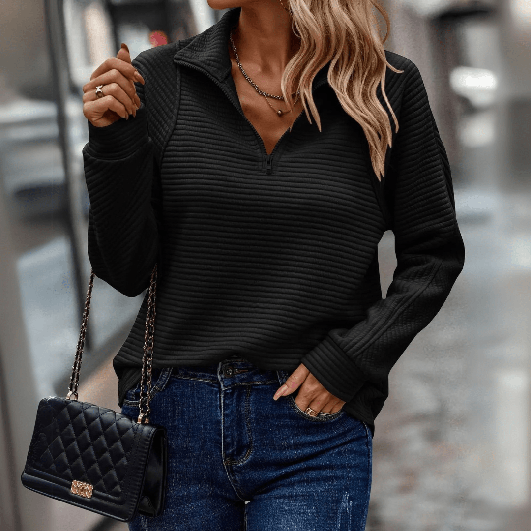 Hiske | Verfijnde Half-Zip Trui