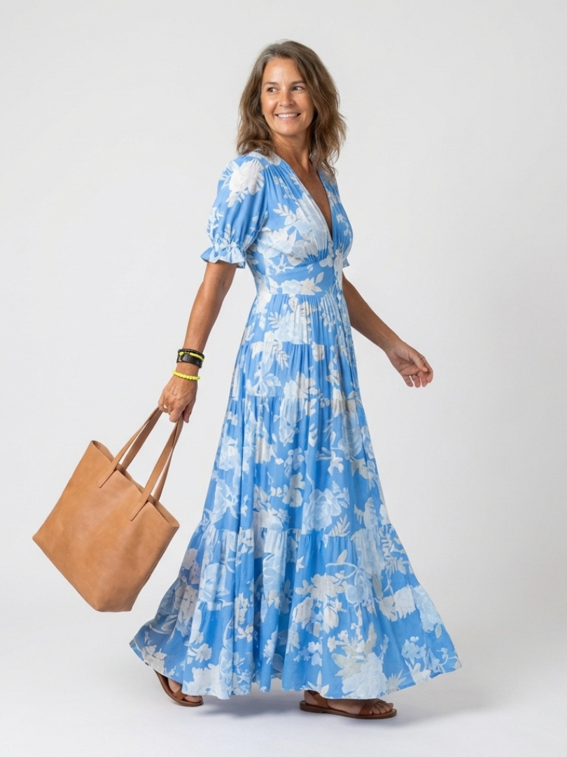 Beatrix | Bloemige Maxi-jurk met V-hals