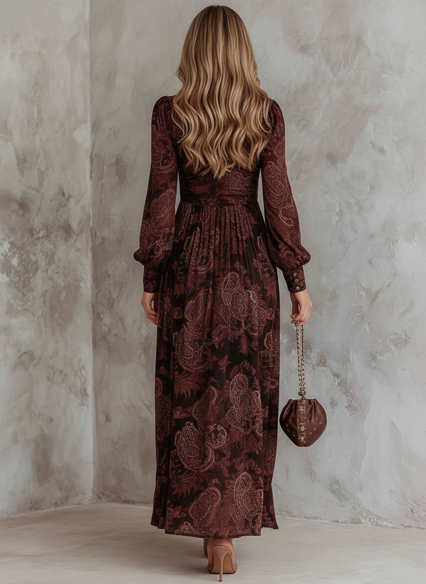 Ineke | Sierlijke Paisley Maxi-jurk