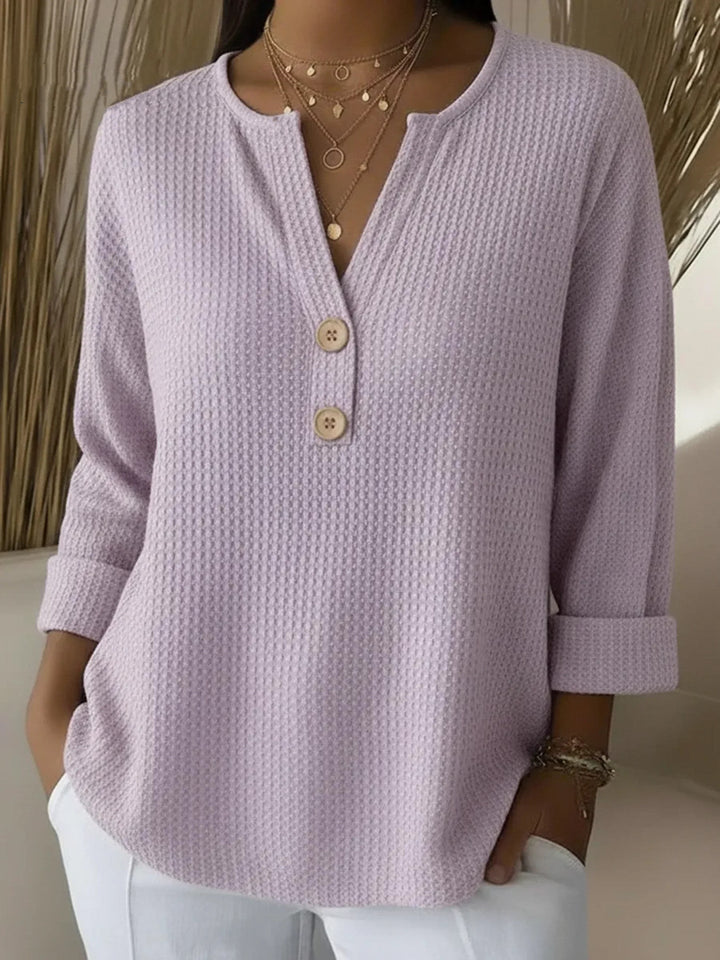 Beatrijs | Verfijnde Henley-Top met Knopen
