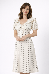 Ingrid | Elegante Stippen Midi-jurk