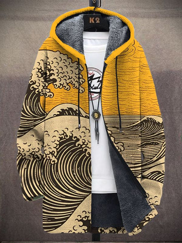 Greet | Sfeervol Vest met Golvenprint en Capuchon