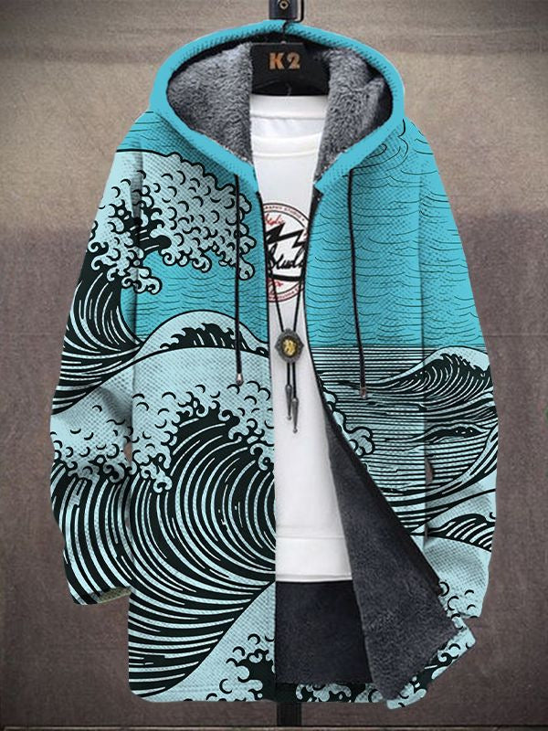 Greet | Sfeervol Vest met Golvenprint en Capuchon