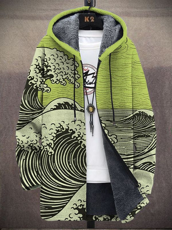 Greet | Sfeervol Vest met Golvenprint en Capuchon