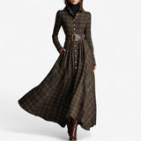 Ilse | Klassieke Geruite Maxi-jurk