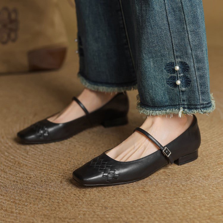 Diny | Elegante Vierkante Bandschoenen