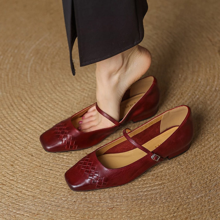 Diny | Elegante Vierkante Bandschoenen