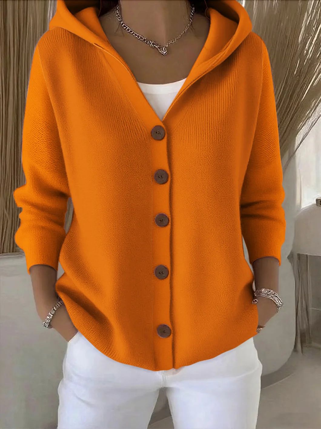Karlijn | Warm Capuchonvest met Knoopsluiting