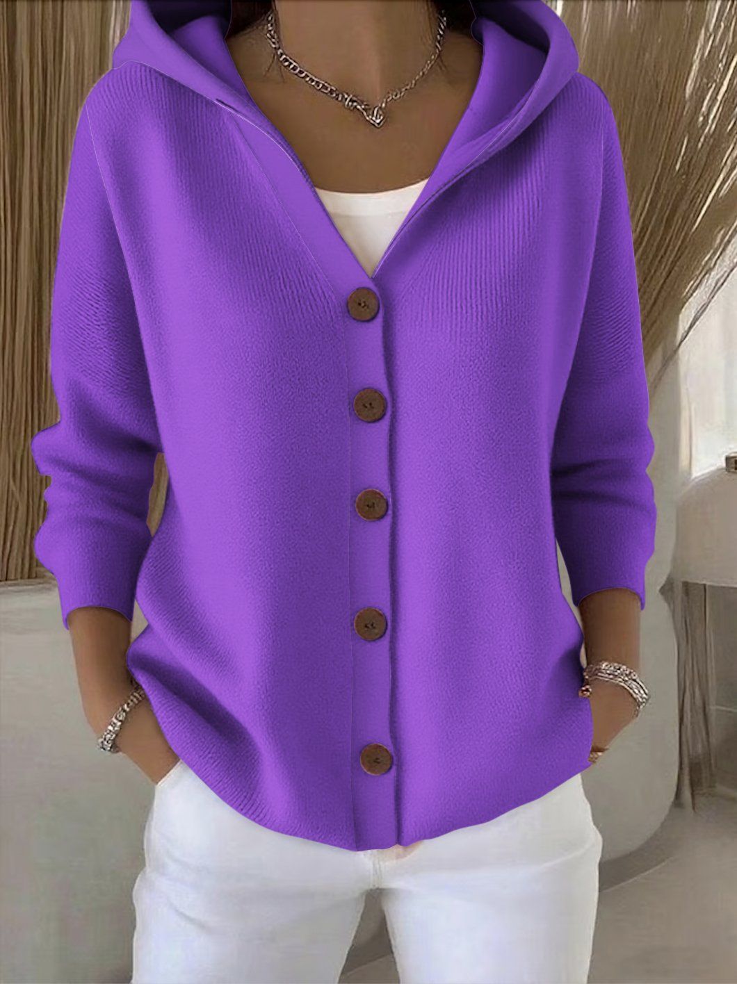 Karlijn | Warm Capuchonvest met Knoopsluiting