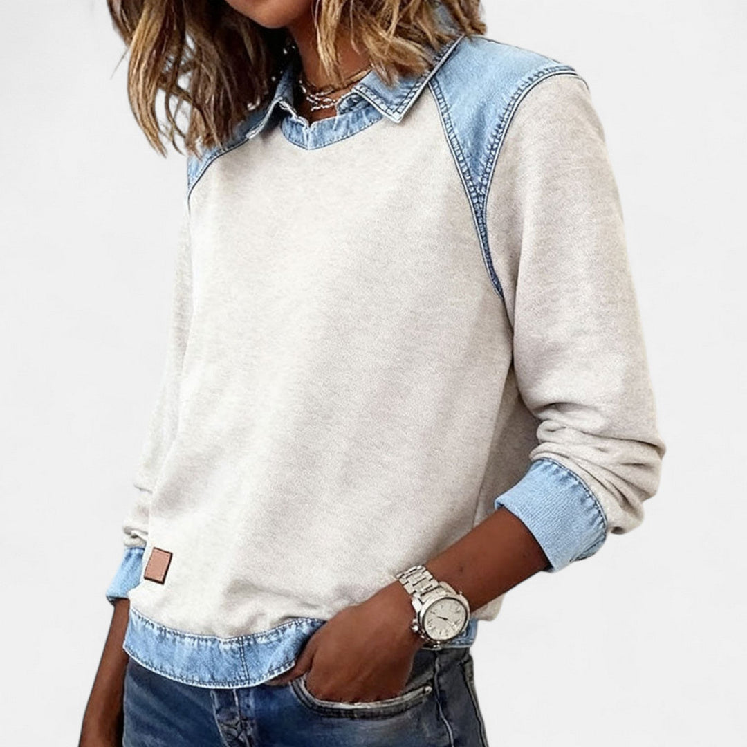 Janny | Sportieve Trui met Kraagdetail