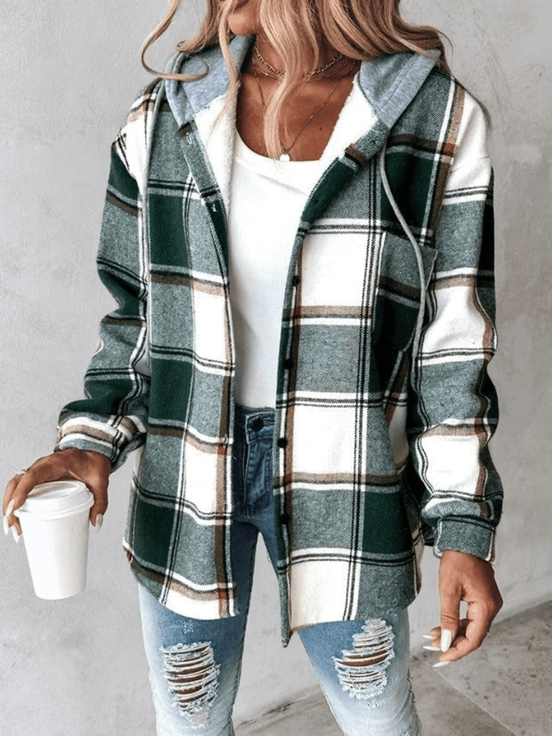 Ans | Geruite Overshirt met Capuchon