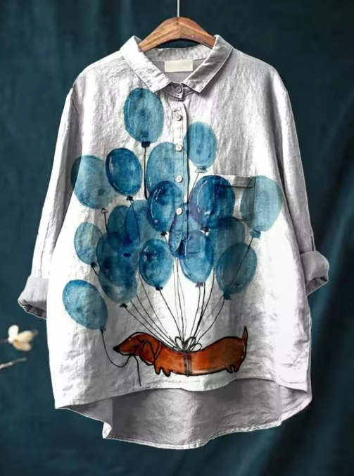 Aartje | Speelse Blouse met Kunstzinnige Print