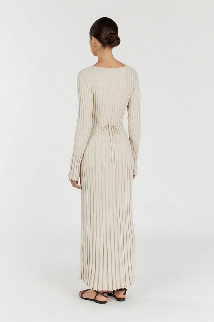 Mirthe | Geribbelde Midi-jurk met Ceintuur