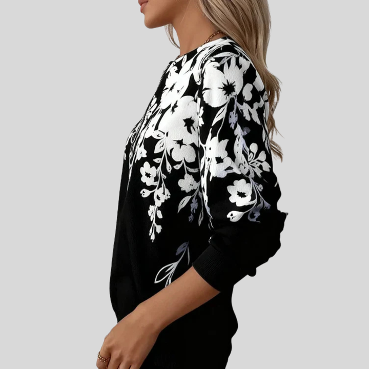 Marjolijn | Bloemenprint Top met Rits