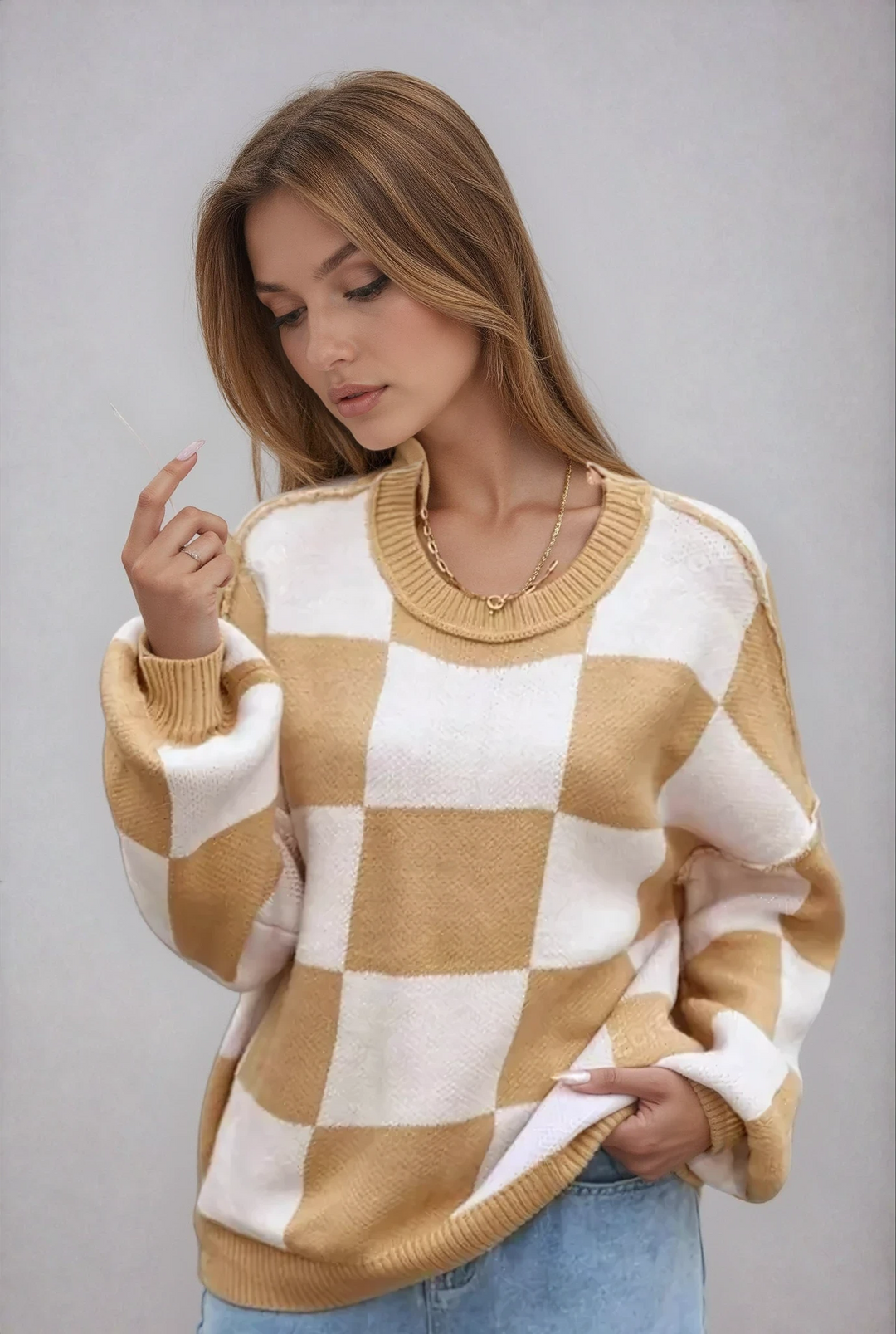 Anniek | Geruite Oversized Trui