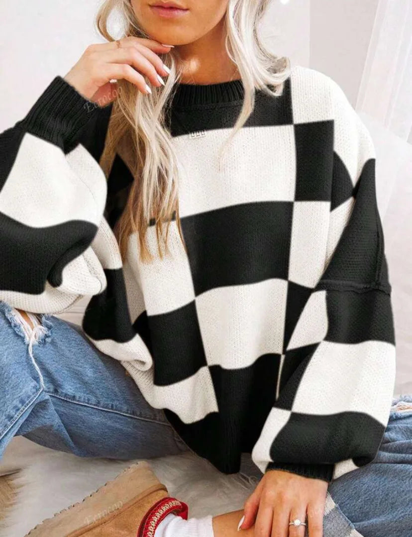 Anniek | Geruite Oversized Trui