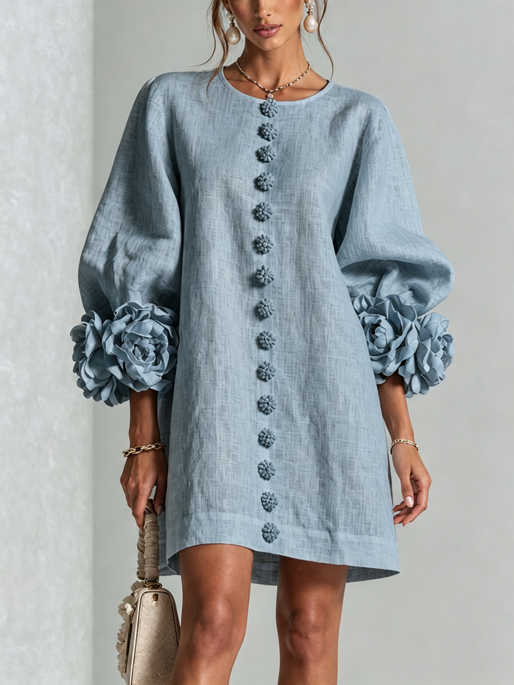 Fenneke | Sierlijke Mini-jurk met Bloemdetail