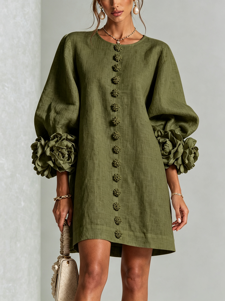 Berdine | Sierlijke Mini-jurk met Bloemdetail