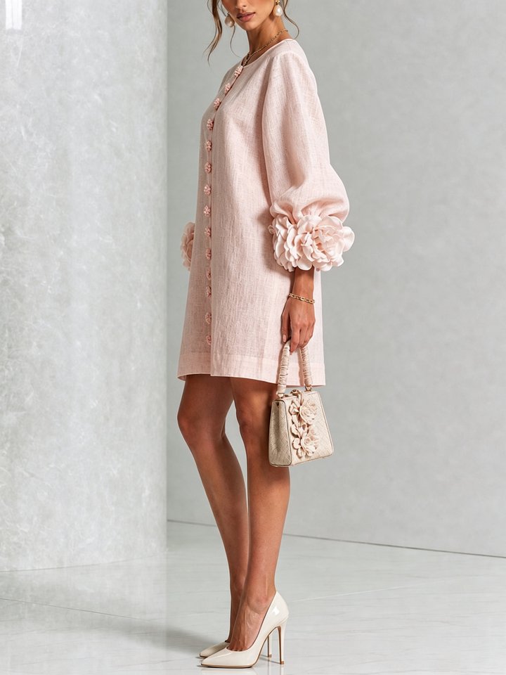 Fenneke | Sierlijke Mini-jurk met Bloemdetail