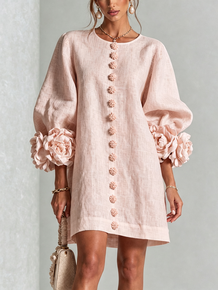 Fenneke | Sierlijke Mini-jurk met Bloemdetail