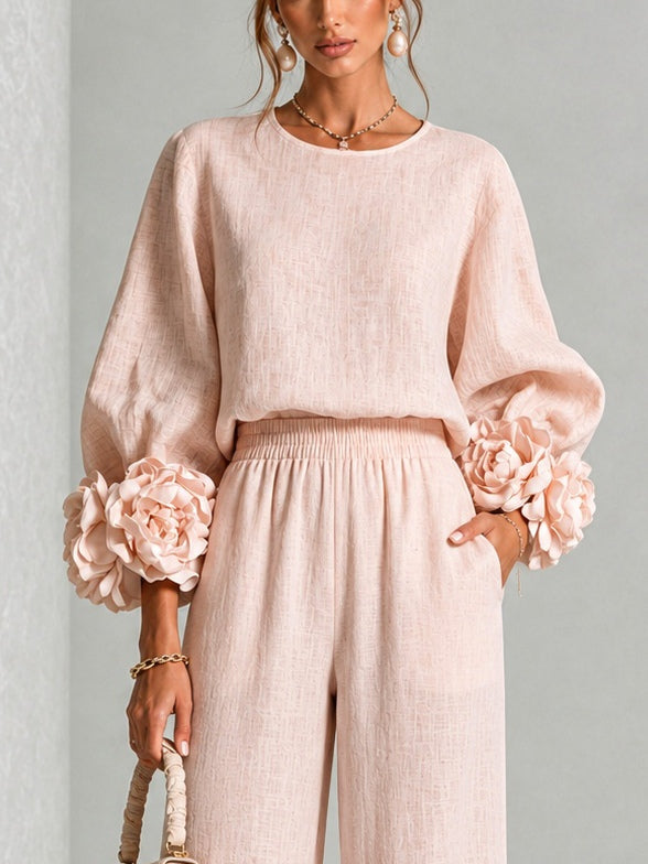 Lena | Elegante Tweedelige Set met Bloemdetail