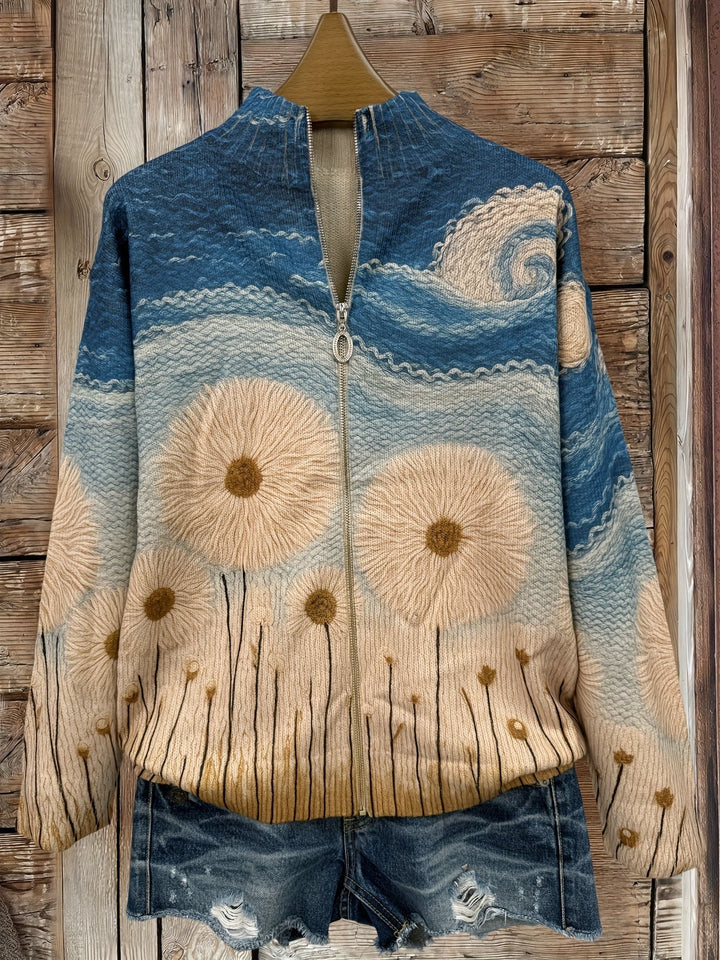 Bertha | Gewatteerd Vest met Kunstzinnige Print