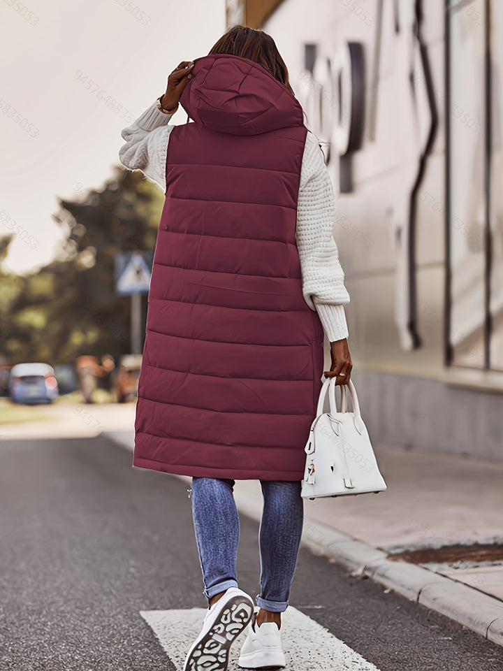 Mies | Lange Gewatteerde Bodywarmer met Capuchon