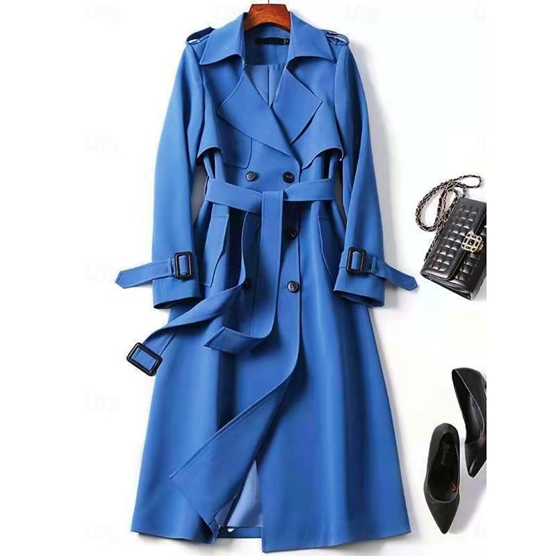 Nynke | Elegante Lange Trenchcoat met Ceintuur