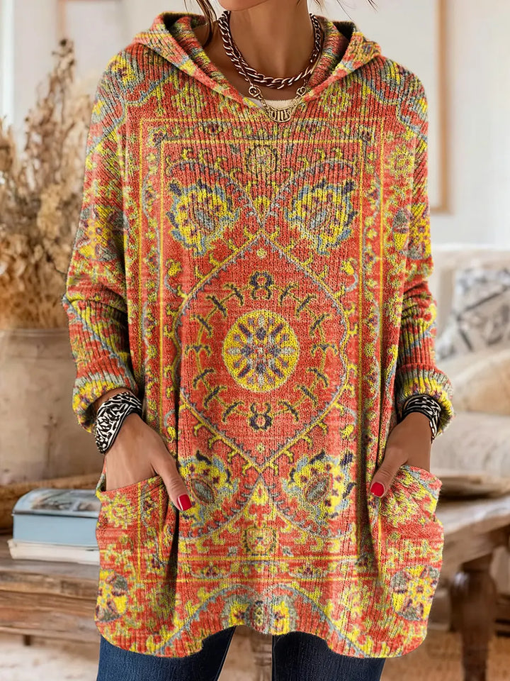 Trudy | Warme Capuchontrui met Sierprint