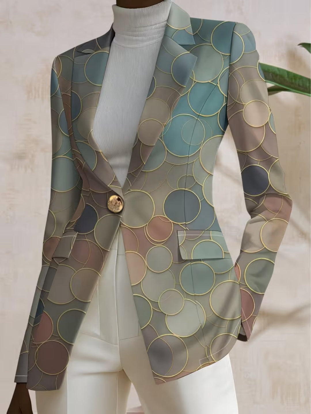 Eline | Elegante Colbert met Cirkelprint