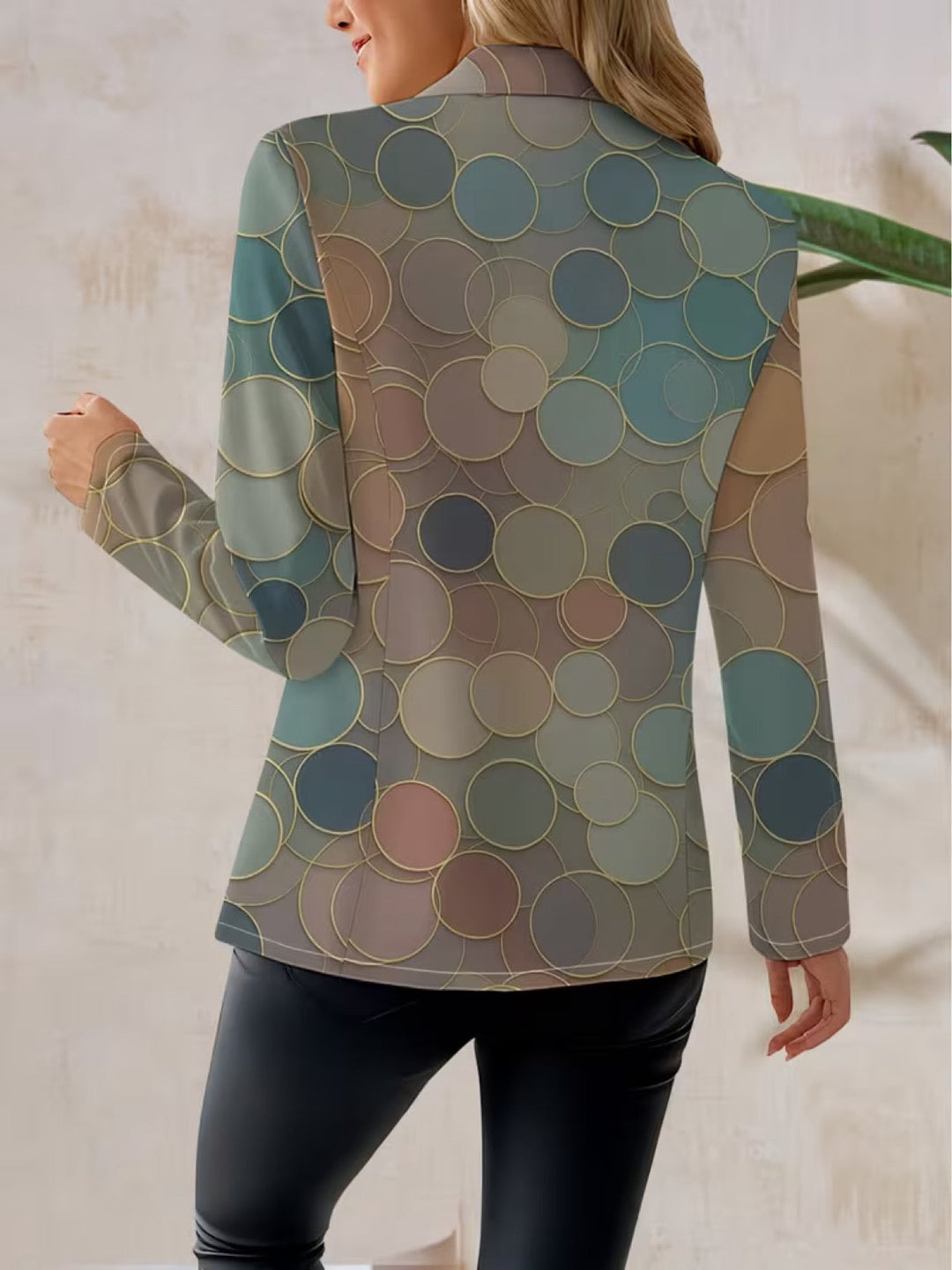 Eline | Elegante Colbert met Cirkelprint
