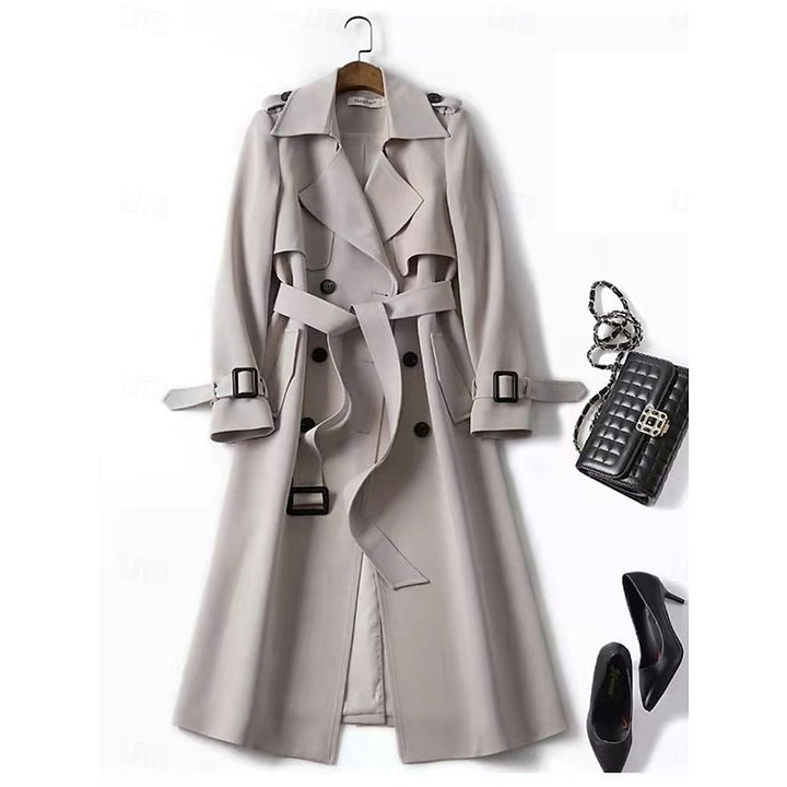 Nynke | Elegante Lange Trenchcoat met Ceintuur