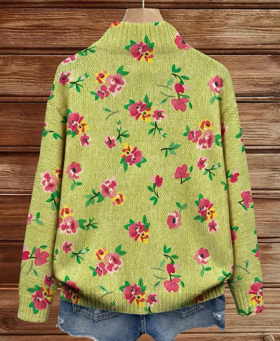 Dieke | Bloemrijk Vest met Rits