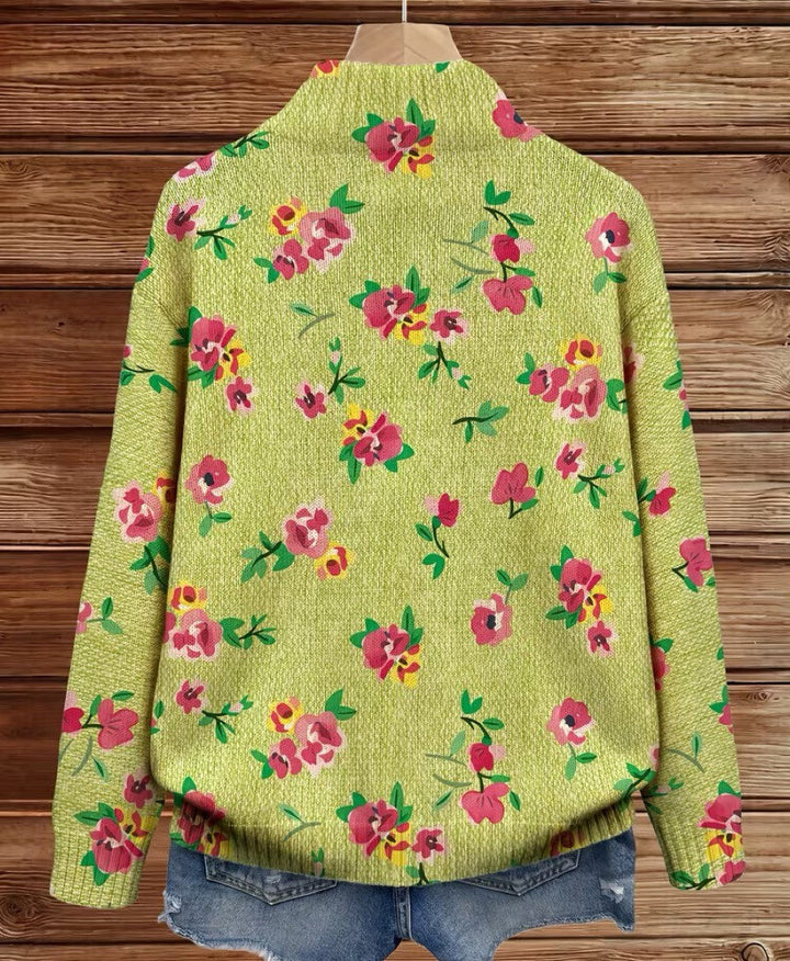 Dieke | Bloemrijk Vest met Rits