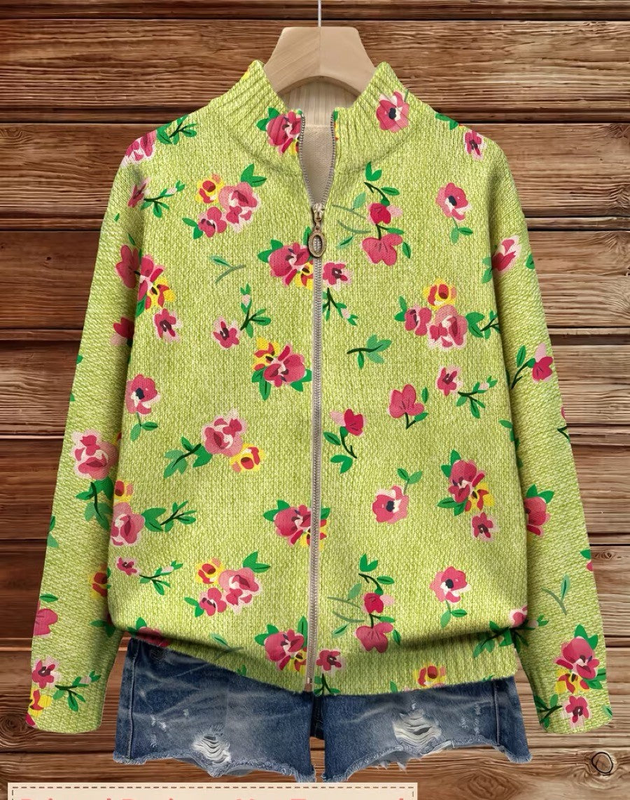 Dieke | Bloemrijk Vest met Rits