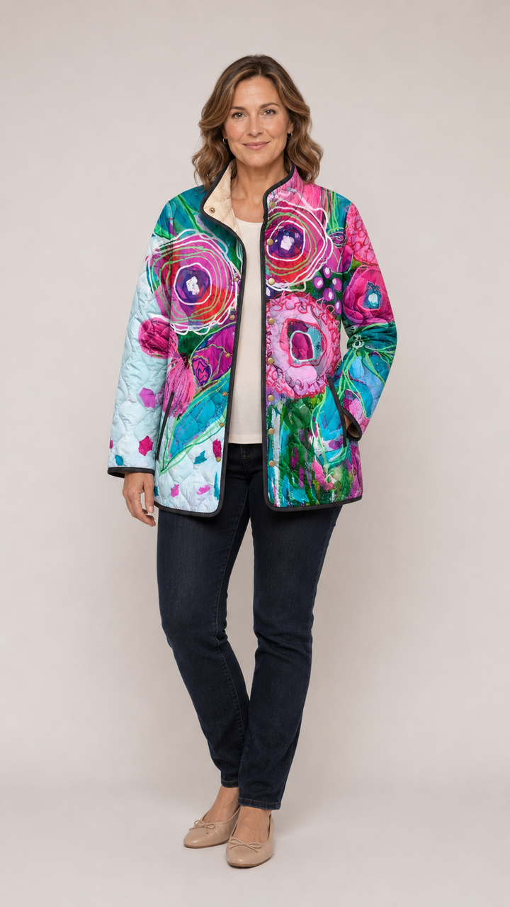 Bea | Sierlijke Bloemenjas met Bloemenprint