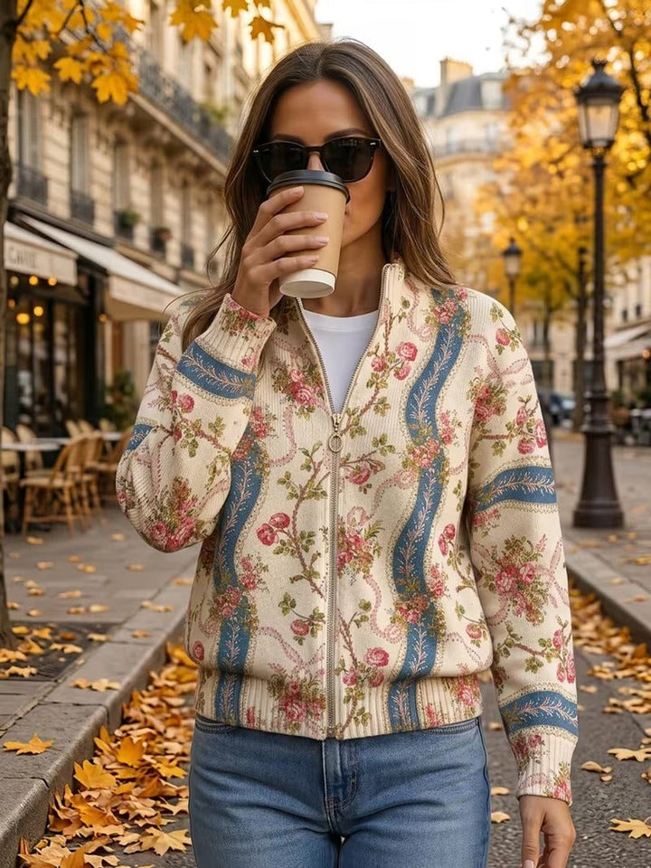Roos | Bloemrijk Vest met Ritssluiting