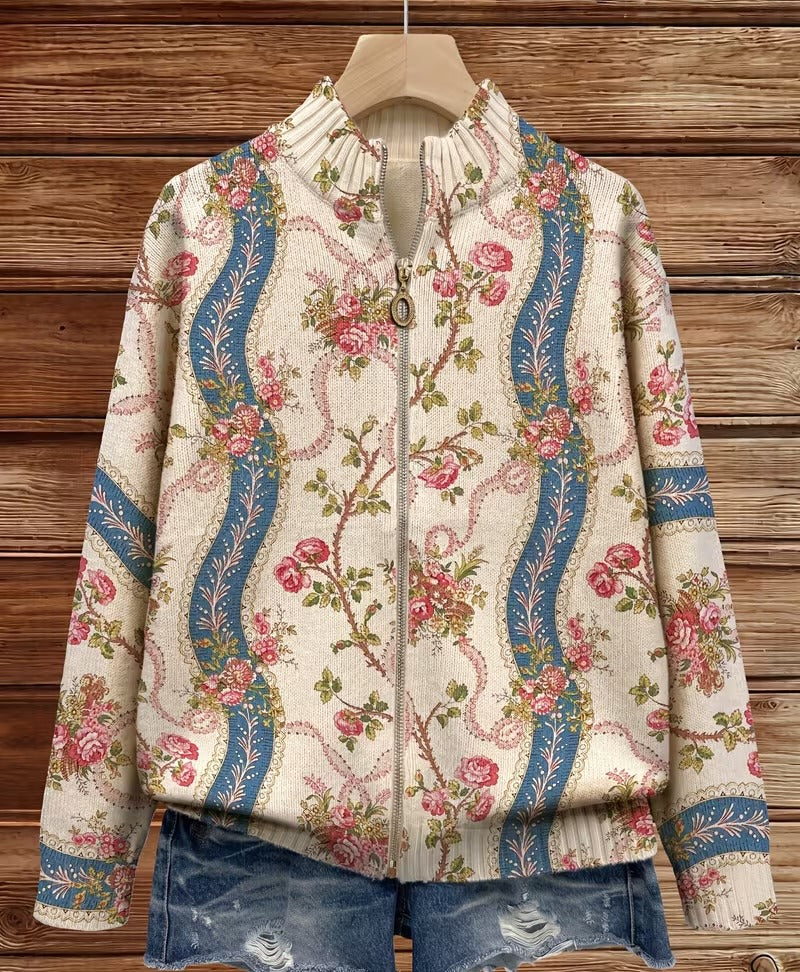 Roos | Bloemrijk Vest met Ritssluiting