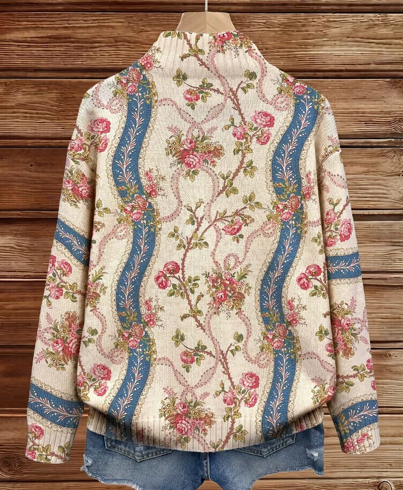 Roos | Bloemrijk Vest met Ritssluiting
