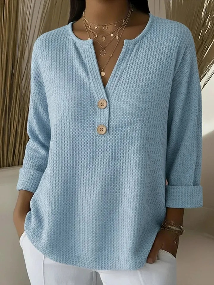 Beatrijs | Verfijnde Henley-Top met Knopen
