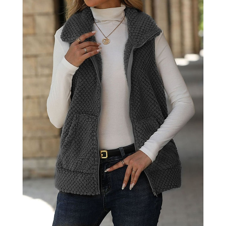 Marga | Zachte Bodywarmer met Opstaande Kraag