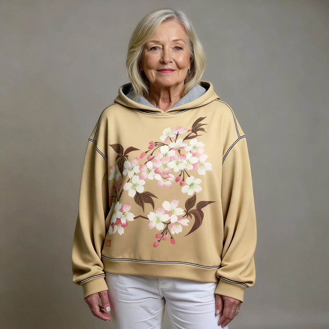 Aafje | Zachte Loungehoodie met Bloesemprint