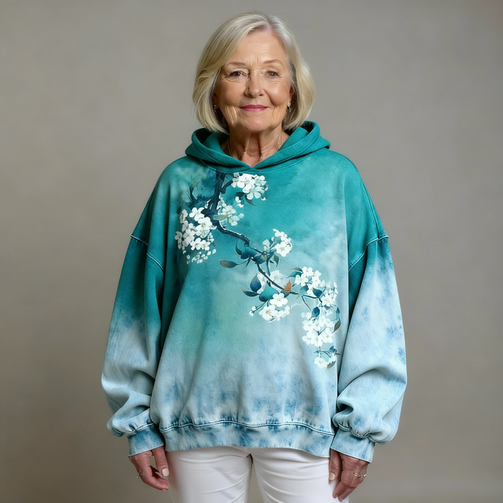 Aafje | Zachte Loungehoodie met Bloesemprint