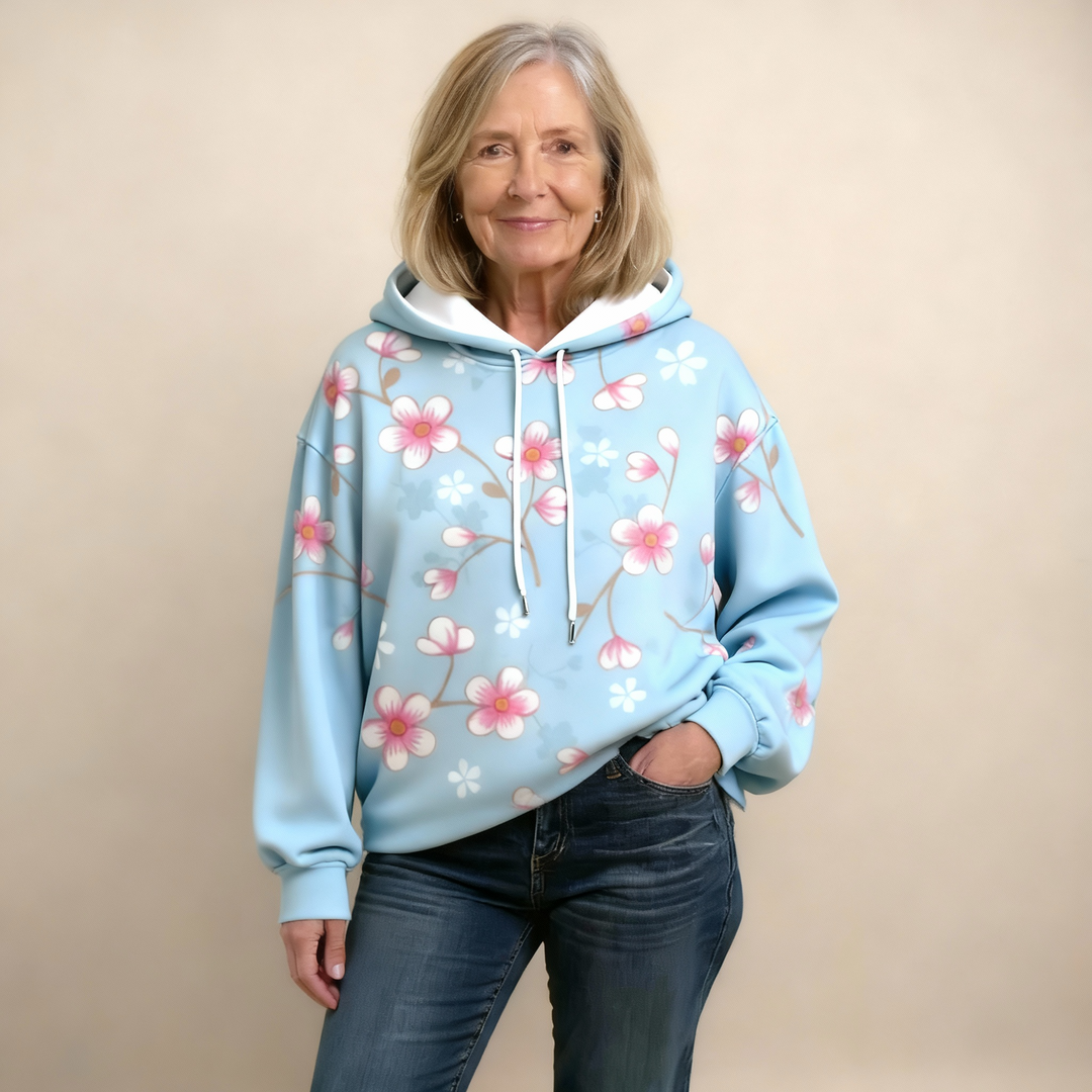 Carolien | Zachte Hoodie met Bloemenprint