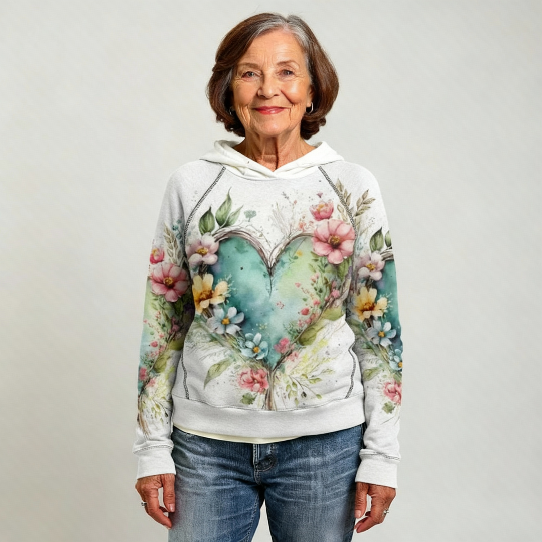 Yvette | Ontspannen Hoodie met Bloemenhart